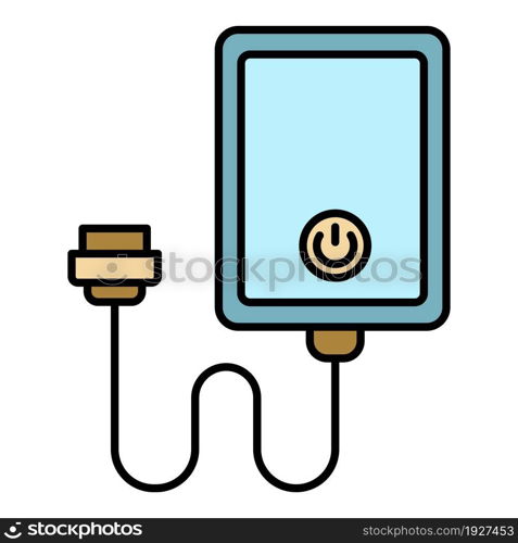 External power bank icon. Outline external power bank vector icon color flat isolated. External power bank icon color outline vector