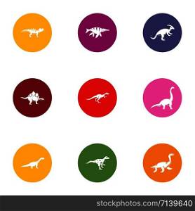 Extinct icons set. Flat set of 9 extinct vector icons for web isolated on white background. Extinct icons set, flat style