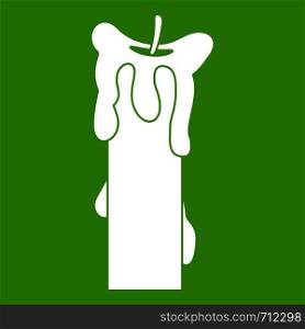 Extinguished candle icon white isolated on green background. Vector illustration. Extinguished candle icon green