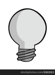 Extinguished light bulb. Hand drawn. Black outlines and colored.