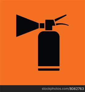 Extinguisher icon. Orange background with black. Vector illustration.