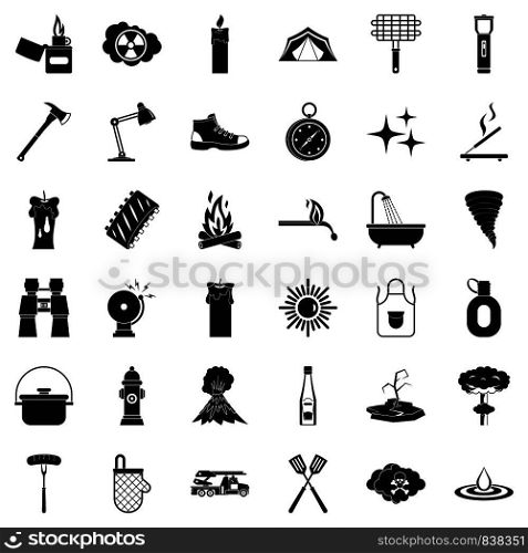 Extinguisher icons set. Simple style of 36 extinguisher vector icons for web isolated on white background. Extinguisher icons set, simle style