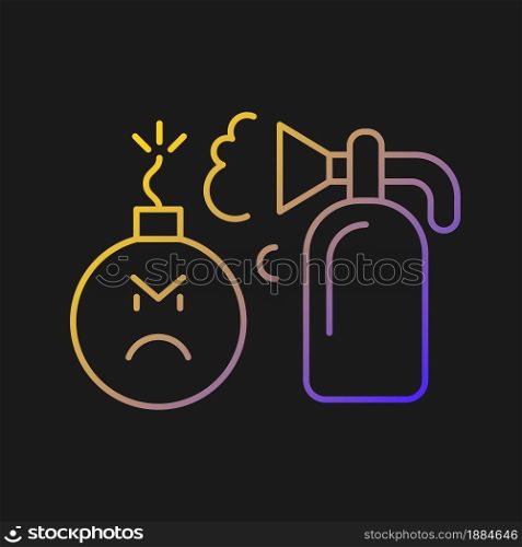 Extinguishing emotions vector icon for dark theme. Suppressing feelings and emotions that you experience. Self control. Thin line color symbol. Modern style pictogram. Vector isolated outline drawing. Extinguishing emotions vector icon for dark theme