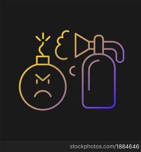 Extinguishing emotions vector icon for dark theme. Suppressing feelings and emotions that you experience. Self control. Thin line color symbol. Modern style pictogram. Vector isolated outline drawing. Extinguishing emotions vector icon for dark theme