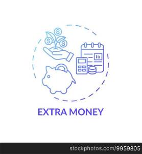 Extra money concept icon. Online tutoring benefits. Get additional financial resourses and help for your hard work idea thin line illustration. Vector isolated outline RGB color drawing. Extra money concept icon