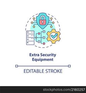 Extra security equipment concept icon. Sensitive information digital security abstract idea thin line illustration. Isolated outline drawing. Editable stroke. Roboto-Medium, Myriad Pro-Bold fonts used. Extra security equipment concept icon