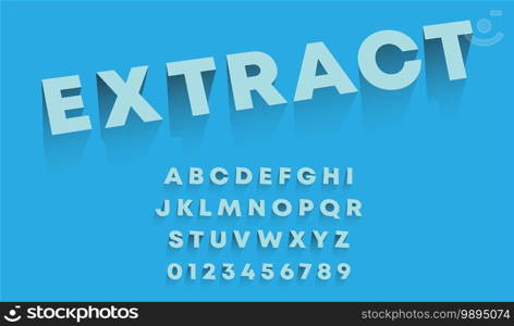 Extract alphabet template. Set of letters and numbers 3D design. Vector illustration.. Extract alphabet template. Set of letters and numbers 3D design. Vector illustration