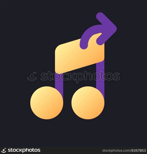 Extract audio flat gradient fill ui icon for dark theme. Editing software tool. Isolating sound. Pixel perfect color pictogram. GUI, UX design on black space. Vector isolated RGB illustration. Extract audio flat gradient fill ui icon for dark theme