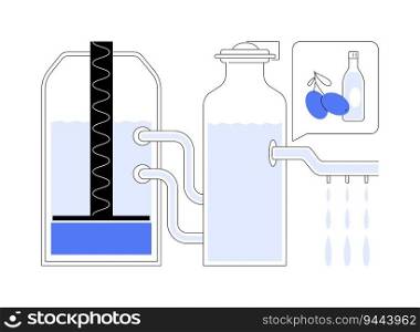 Extracting oil abstract concept vector illustration. Process of extracting olive oil, food processing industry, fruits and vegetables, automation pressing, kneading pulp abstract metaphor.. Extracting oil abstract concept vector illustration.
