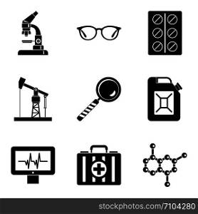 Extraction of energy icons set. Simple set of 9 extraction of energy vector icons for web isolated on white background. Extraction of energy icons set, simple style