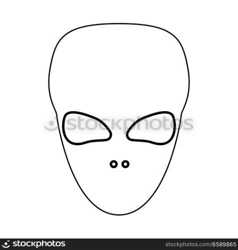 Extraterrestrial alien face or head black icon .