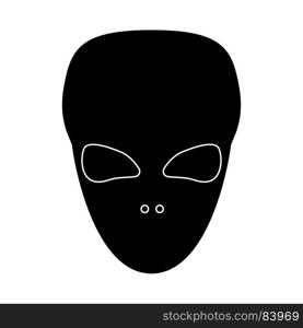 Extraterrestrial alien face or head black icon .