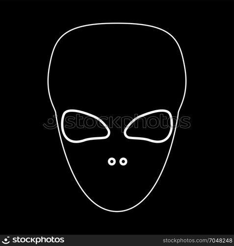 Extraterrestrial alien face or head white icon .