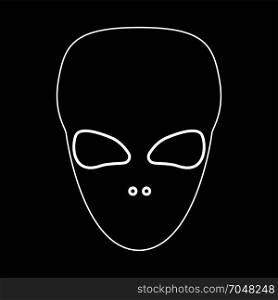 Extraterrestrial alien face or head white icon .