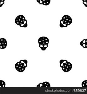 Extraterrestrial alien head pattern repeat seamless in black color for any design. Vector geometric illustration. Extraterrestrial alien head pattern seamless black