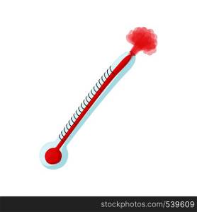 Extreme heat summer thermometer icon in cartoon style on a white background. Extreme heat summer thermometer icon