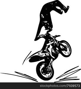 Extreme motocross racer by motorcycle on abstract background