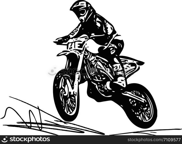 Extreme motocross racer by motorcycle on abstract background