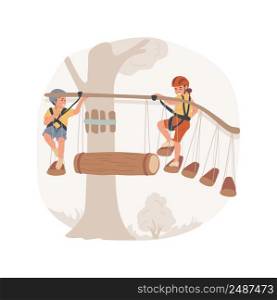 Extreme outdoor camp isolated cartoon vector illustration. Extreme summer camp, outdoor activity, survival camping, wooden obstacle course, parkour adventure, sport education vector cartoon.. Extreme outdoor camp isolated cartoon vector illustration.
