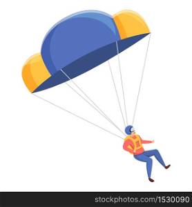Extreme parachuter icon. Cartoon of extreme parachuter vector icon for web design isolated on white background. Extreme parachuter icon, cartoon style