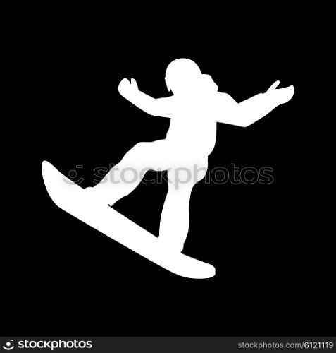 Extreme sport snowboard design. Snow and snowboard jump, snowboard isolated, surfing and winter, cold and mountain, speed board, season snowboarding, snowboarder illustration. White on black