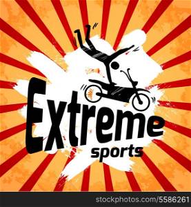 Extreme sports poster with male silhouette on motorbike vector illustration.