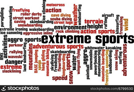 Extreme sports word cloud concept. Vector illustration