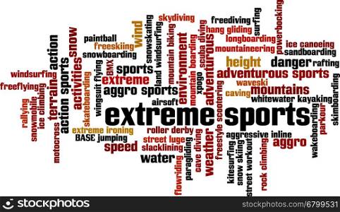 Extreme sports word cloud concept. Vector illustration