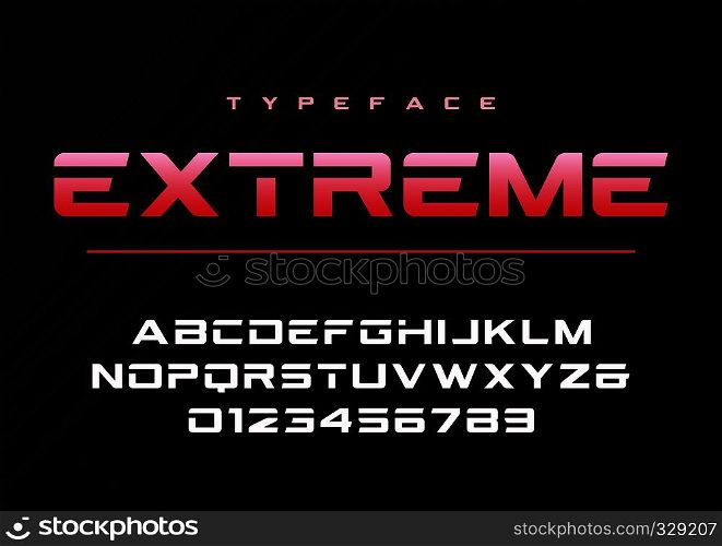 Extreme trendy futuristic and sports font design, alphabet, typeface, typography. Extreme trendy futuristic and sports font design, alphabet, type