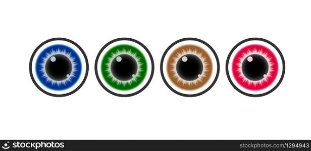 Eye, a set of color vector icons.. Stock vector illustration. Simple design for sticker, sticker, logos, website or app