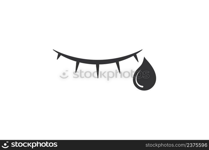 Eye and tear icon. Crying eye illuastration symbol. Sympathy, pain vector desing.