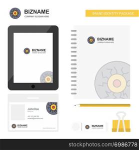 Eye ball Business Logo, Tab App, Diary PVC Employee Card and USB Brand Stationary Package Design Vector Template