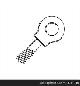 Eye Bolt Icon, Bolt Which Have A Loop At One End Vector Art Illustration