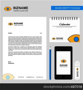 Eye Business Letterhead, Calendar 2019 and Mobile app design vector template