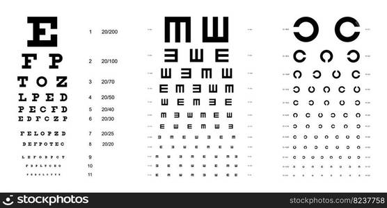 Eye Test Chart Vector. E Chart. Vision Exam. Optometrist Check. Medical ...