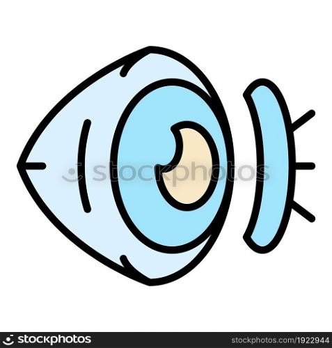 Eye contact lens icon. Outline eye contact lens vector icon color flat isolated on white. Eye contact lens icon color outline vector