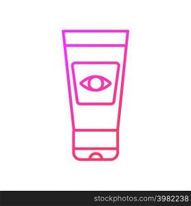 Eye cream gradient linear vector icon. Beauty product. Moisturizing cream. Anti wrinkles and puffiness product. Thin line color symbol. Modern style pictogram. Vector isolated outline drawing. Eye cream gradient linear vector icon