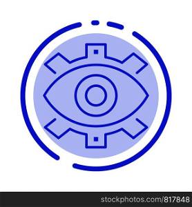 Eye, Creative, Production, Business, Creative, Modern, Production Blue Dotted Line Line Icon