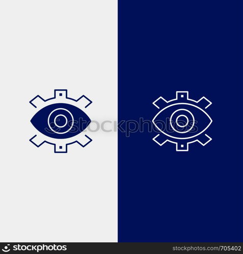 Eye, Creative, Production, Business, Creative, Modern, Production Line and Glyph Solid icon Blue banner Line and Glyph Solid icon Blue banner