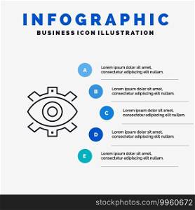 Eye, Creative, Production, Business, Creative, Modern, Production Line icon with 5 steps presentation infographics Background