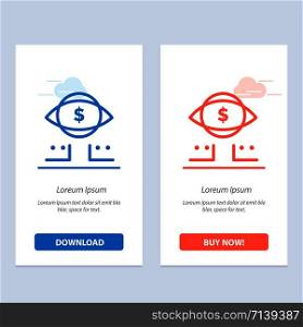 Eye, Dollar, Marketing, Digital Blue and Red Download and Buy Now web Widget Card Template