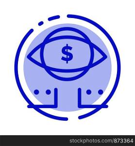 Eye, Dollar, Marketing, Digital Blue Dotted Line Line Icon