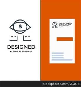 Eye, Dollar, Marketing, Digital Grey Logo Design and Business Card Template