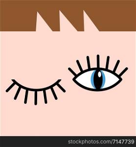 Eye doodles hand drawing. Open and winking eyes. Stock vector illustration