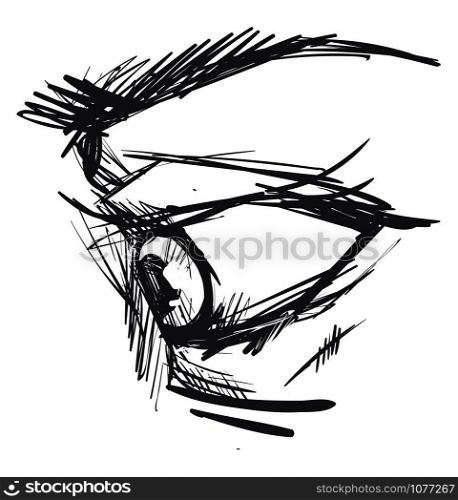 Eye drawing, illustration, vector on white background.