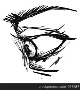 Eye drawing, illustration, vector on white background.