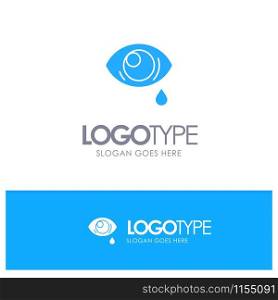 Eye, Droop, Eye, Sad Blue Solid Logo with place for tagline