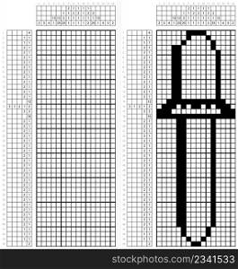 Eye Dropper Icon Nonogram Pixel Art, Pasteur Pipette Icon Vector Art Illustration, Logic Puzzle Game Griddlers, Pic-A-Pix, Picture Paint By Numbers, Picross