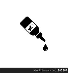 Eye Drops Bottle from Redness Eyes. Flat Vector Icon illustration. Simple black symbol on white background. Eye Drops Bottle from Redness Eyes sign design template for web and mobile UI element. Eye Drops Bottle from Redness Eyes Flat Vector Icon