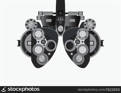 Eye examination isolated on white background, equipment of test eye for Ophthalmologist , health care Vector illustration.